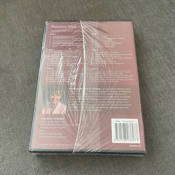 Great Courses Nutrition Made Clear Prof Anding DVD +‎ Guidebook New SEALED - Picture 2 of 3